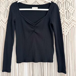Madewell Black Sweetheart Ribbed Top Small